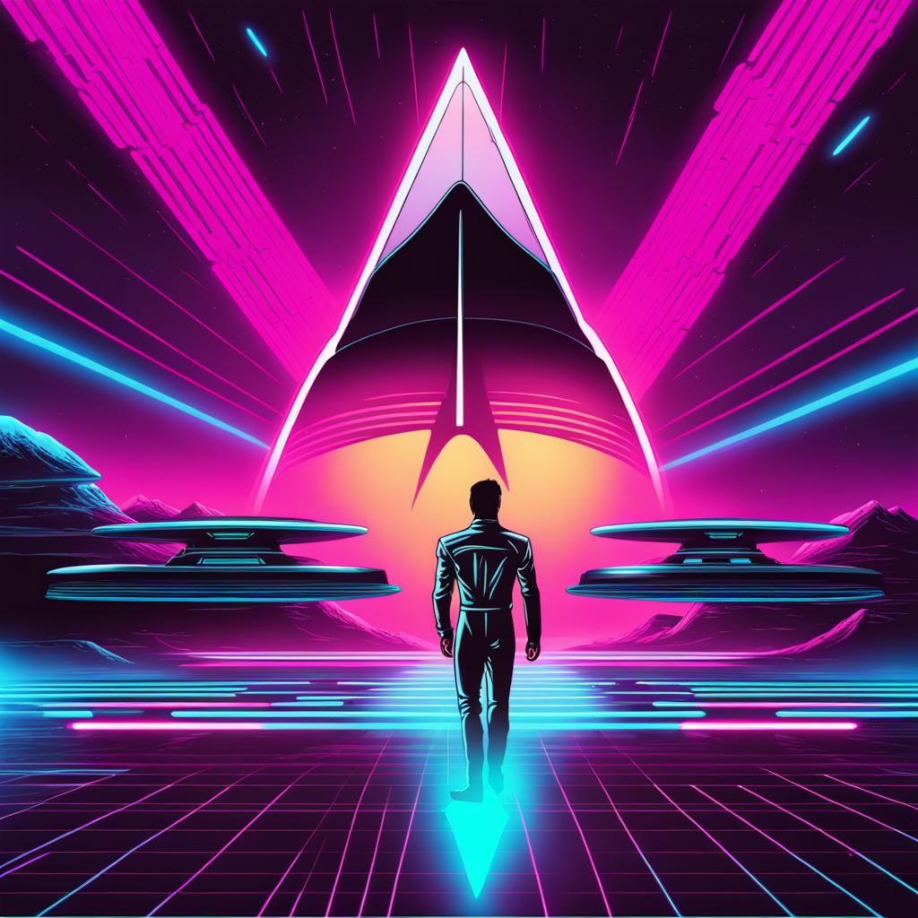 Star Trek in Synthwave Neon Retro Style