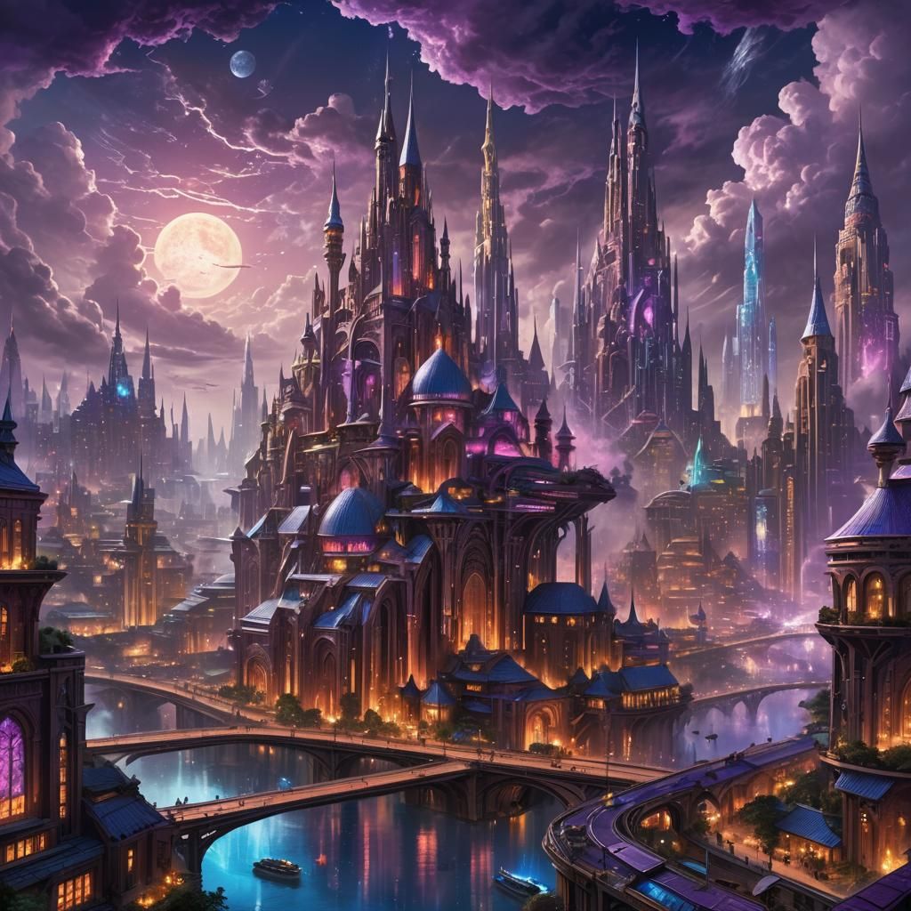 Mystical Fusion Metropolis: High-Tech Meets Magic