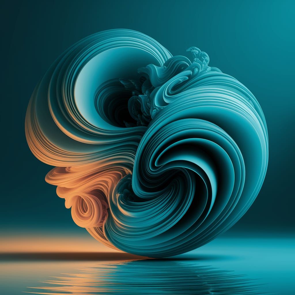 Abstract Turquoise Ocean Symphony in Art Deco Style