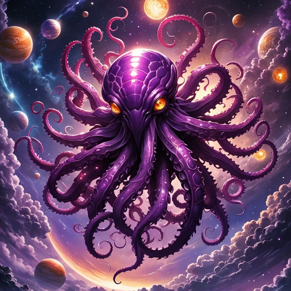 Purple Thunderous Jupiter Octopi in Anime Style