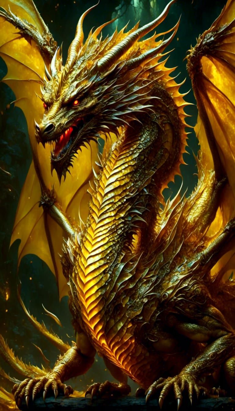 Sunny Yellow Dragon Portrait in Oil Painting Style