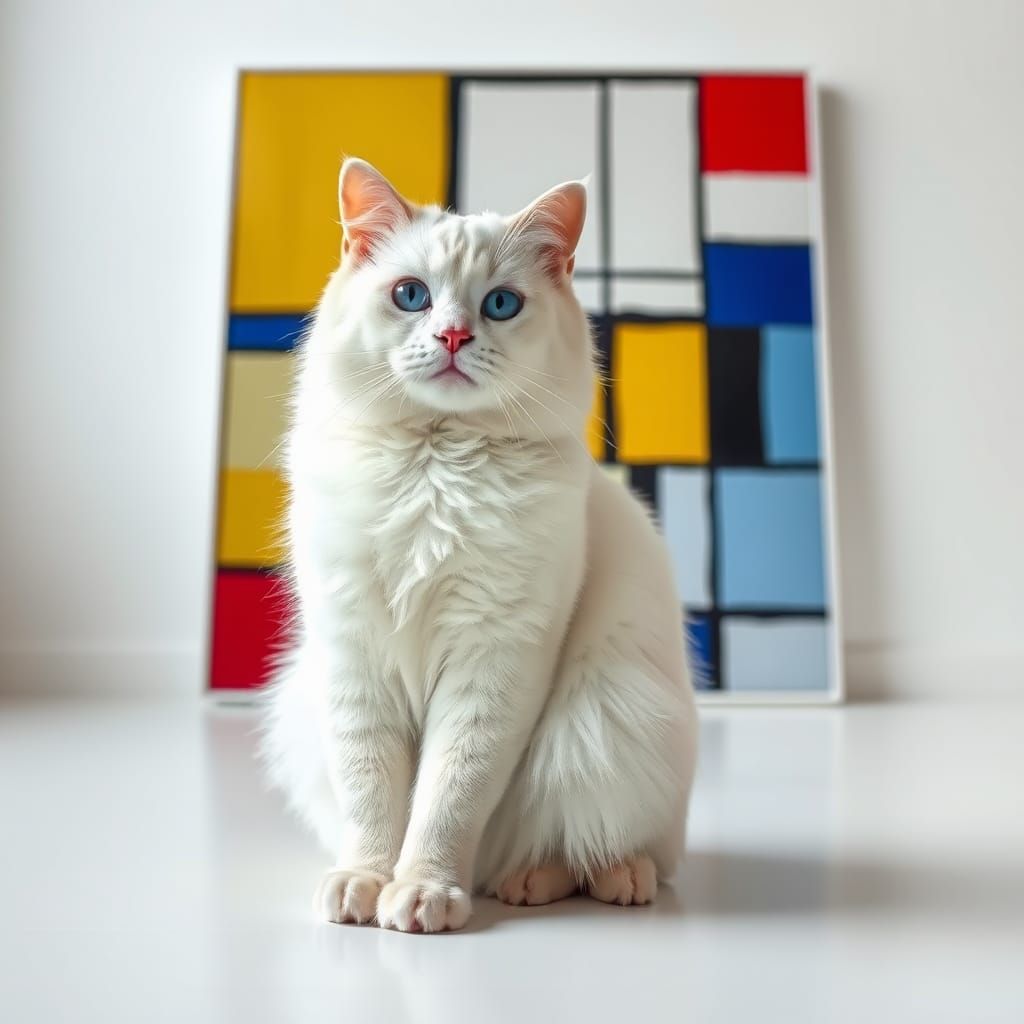 Ragdoll Cat as Mondrian-Inspired Art