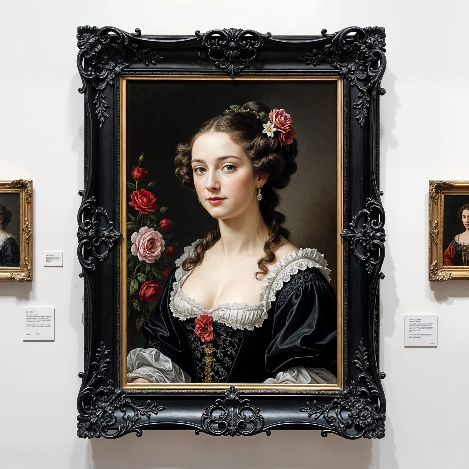 Baroque Woman Portrait in Charcoal