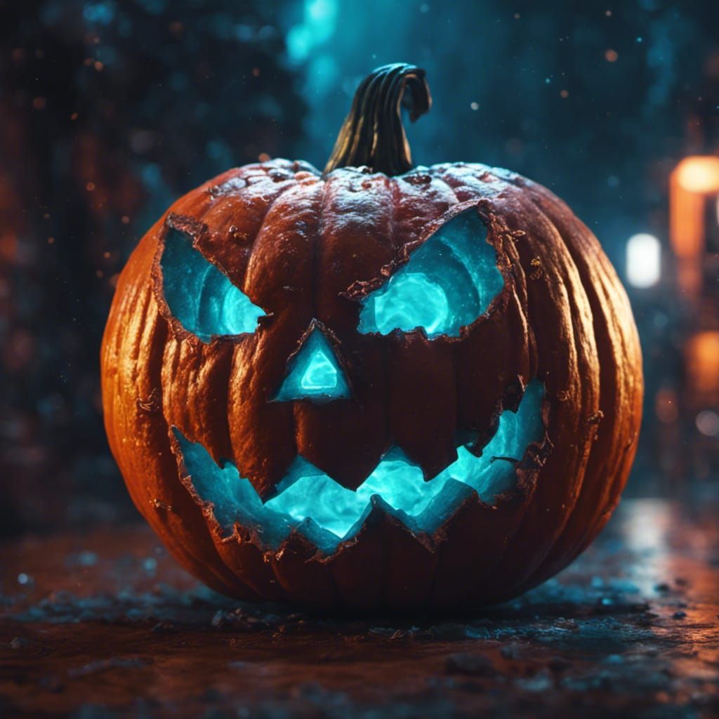 Watermelon Jack-o'-Lantern on Galaxy Street: Hyperrealistic ...