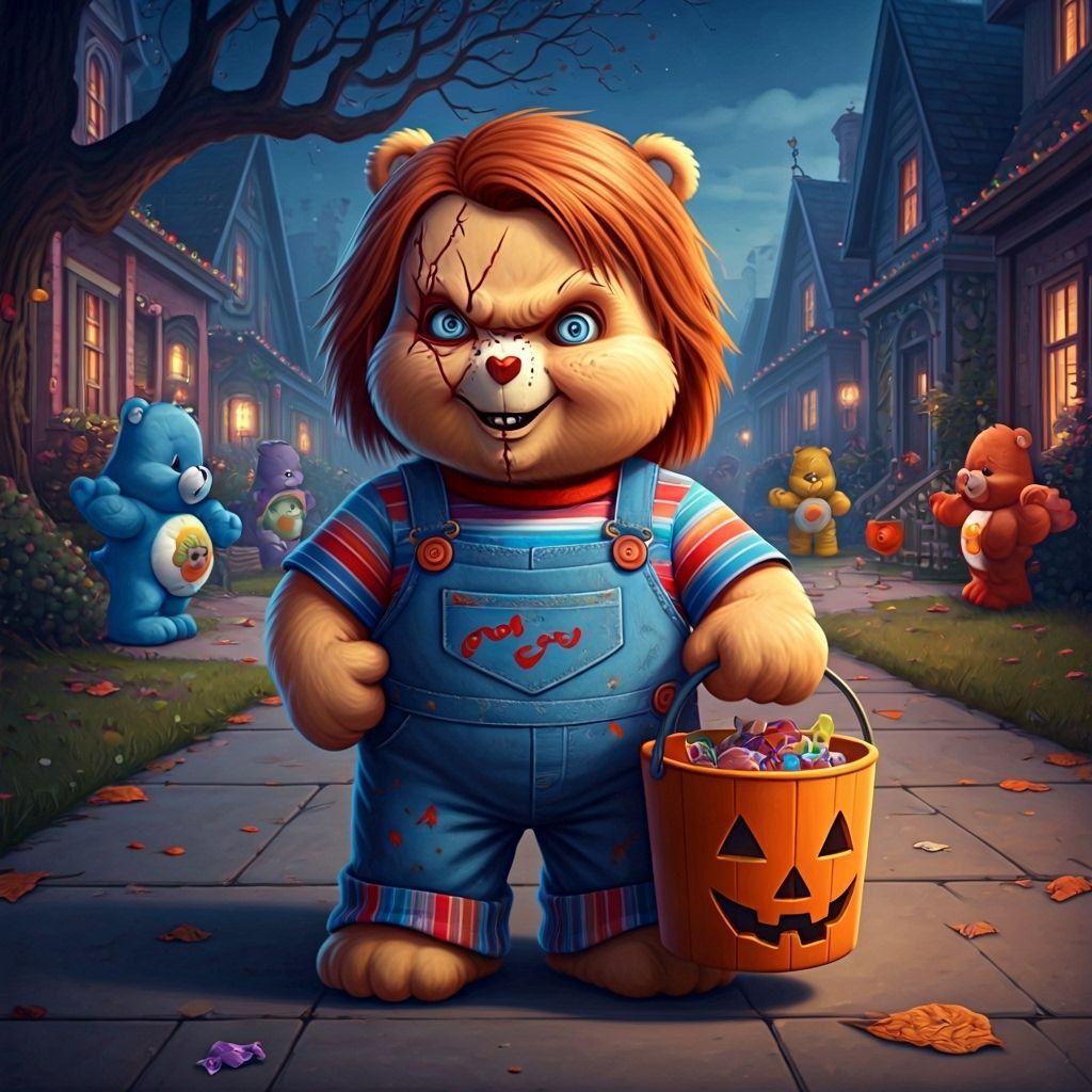Care Bear as Chucky Trick-or-Treating for Halloween