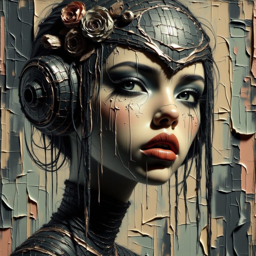 Cyborg Pin-up in Traditional Style