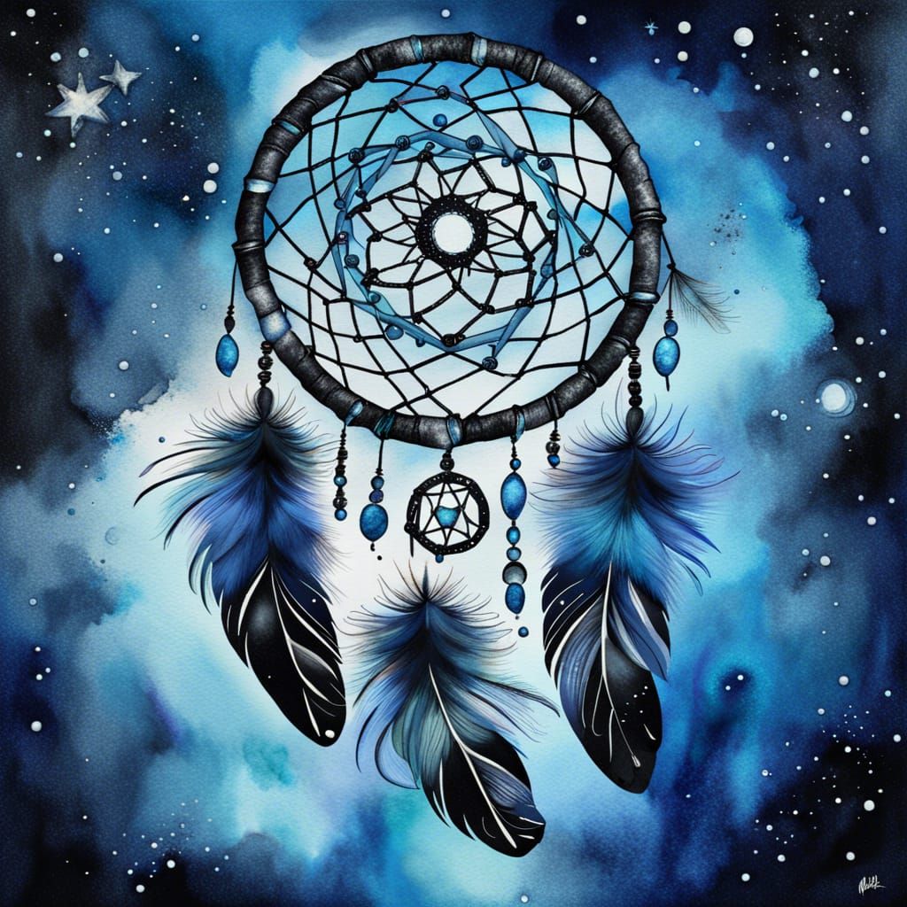 Iridescent Dreamcatcher in a Watercolor Anime Style
