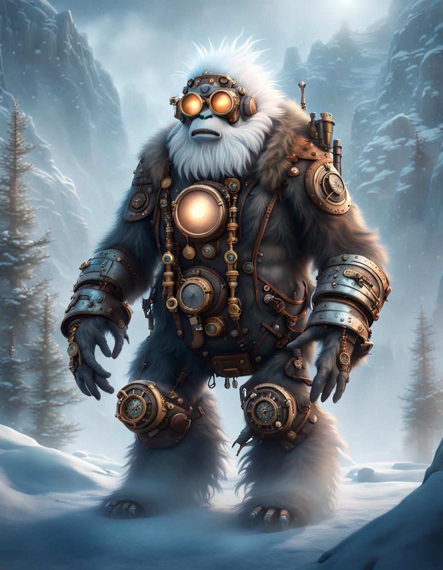Steampunk Yeti in Winter Wonderland