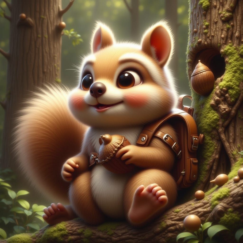 animated cute adorable but a little crazy looking squirrel