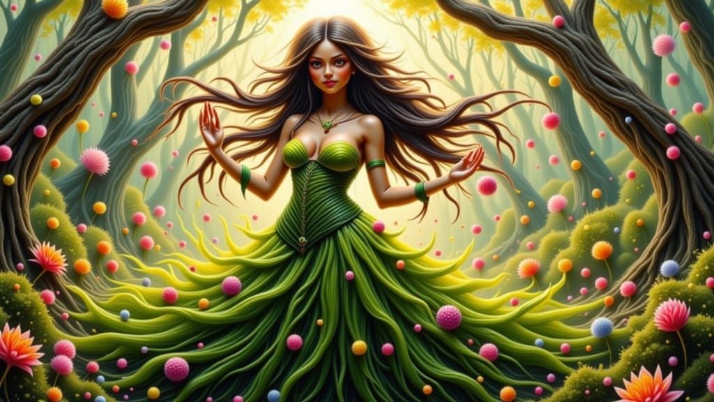 Gentle Leaf Fae in Earthy Impasto Style