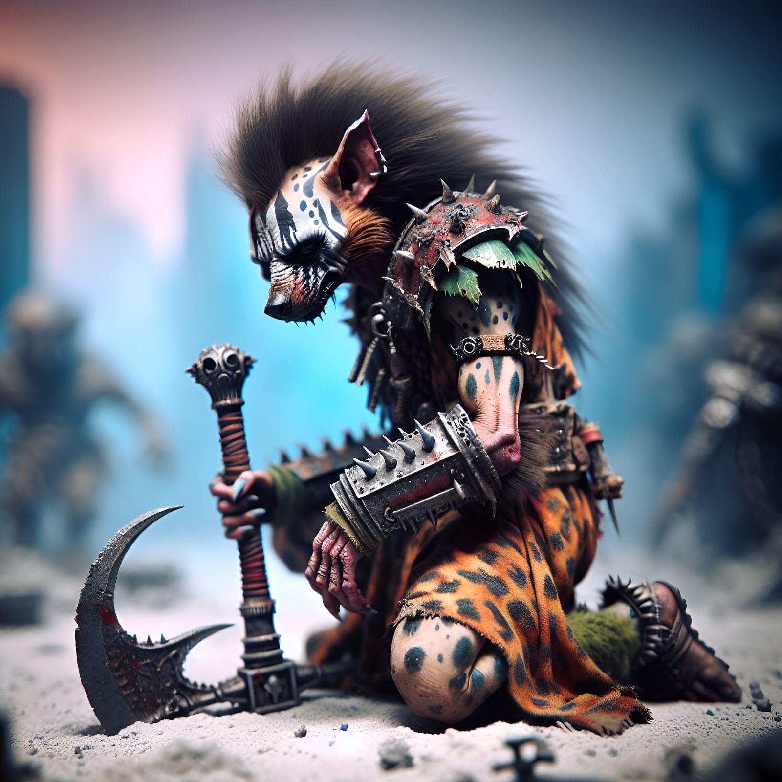 Hyena Goblin Warrior in Dystopian Wasteland