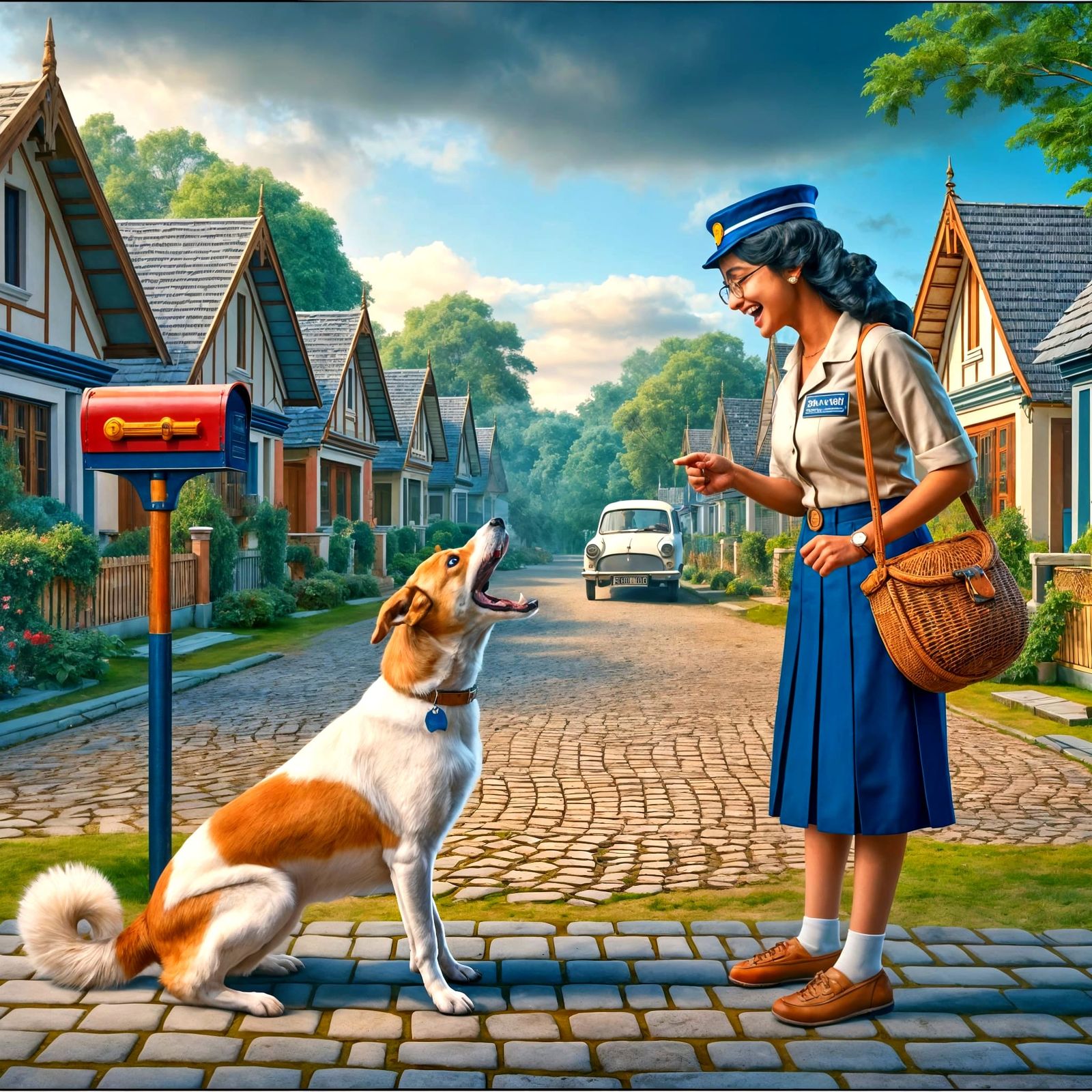 Dog Barks at Postman in Peaceful Suburban Neighborhood