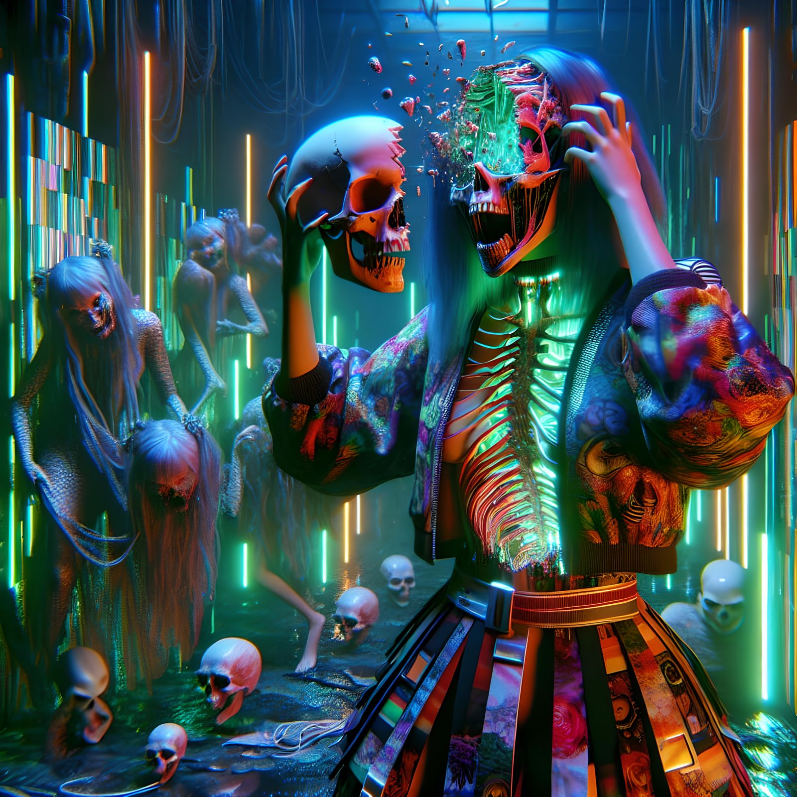 Neon Glitch: Sea Goddess of Chaos