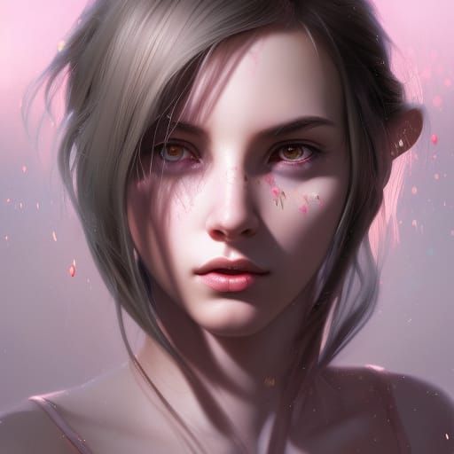 Unicorn Girl Portrait in Hyperdetailed Style