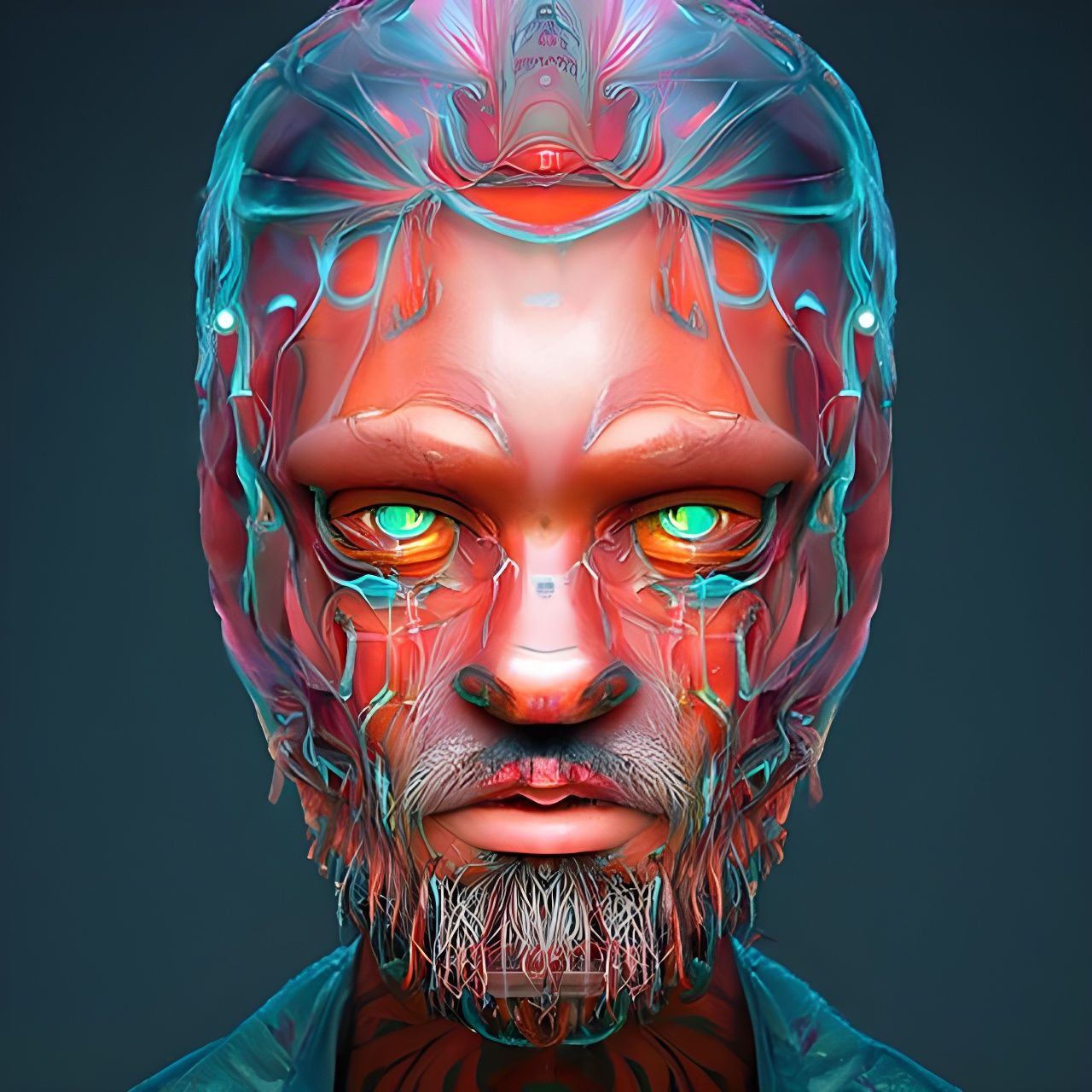 Sci-Fi Shaman Portrait in Cyberpunk Style