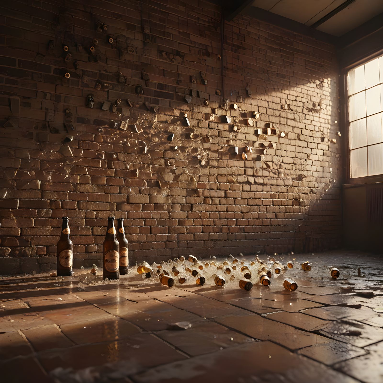Vintage Beer Bottles Fall in Cinematic Film Style