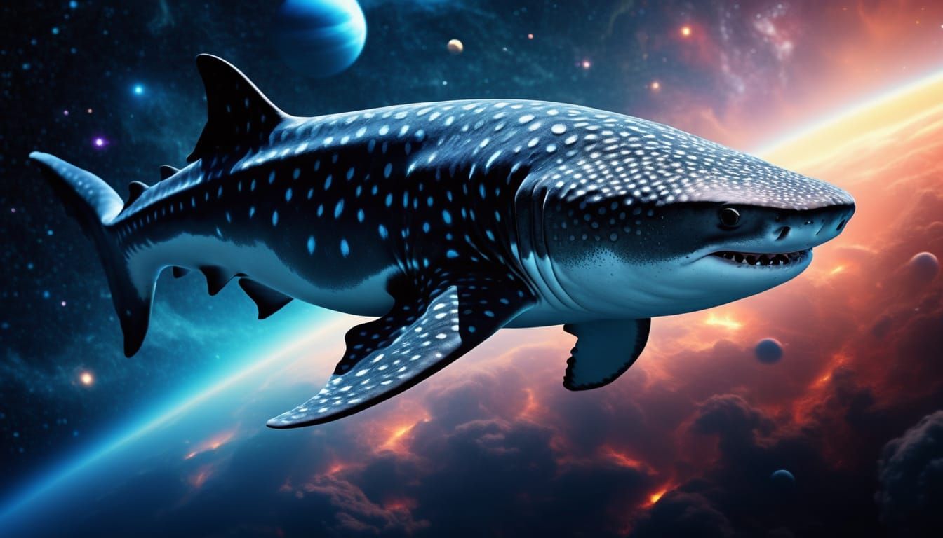 Cinematic Whale Shark Soars Through the Cosmos