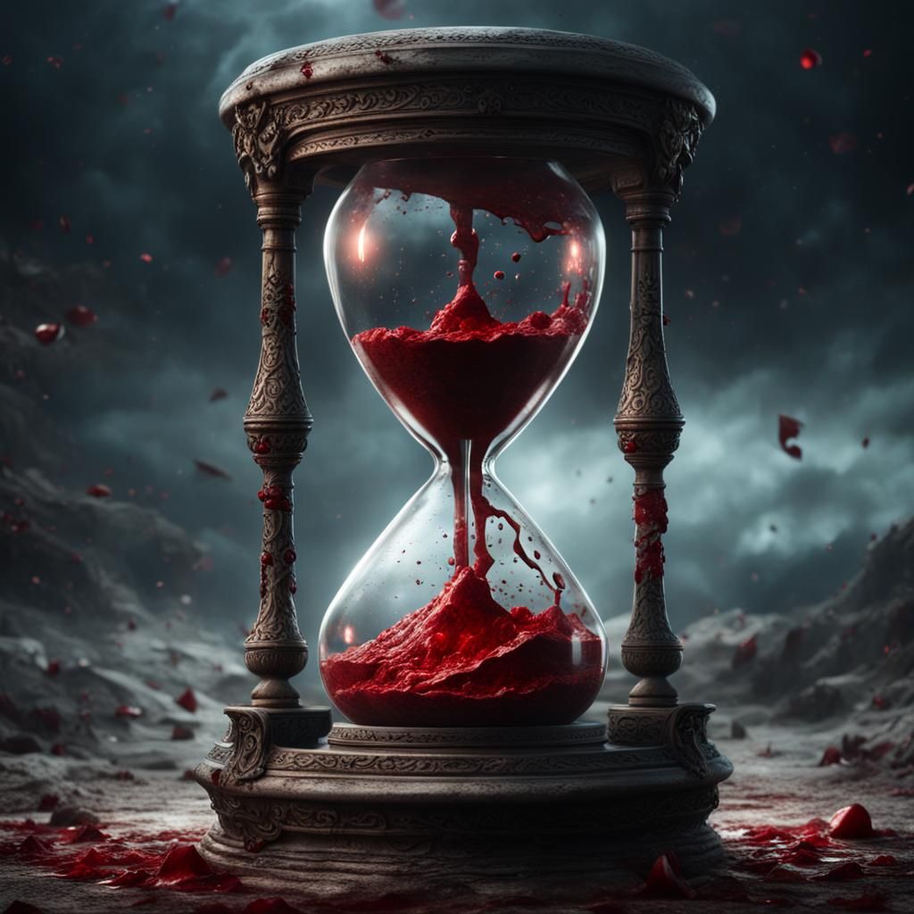 Gothic Hourglass Filled with Blood: Digital Matte Painting