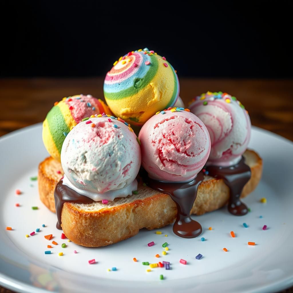 Rainbow Ice Cream Dessert, Detailed Matte Painting