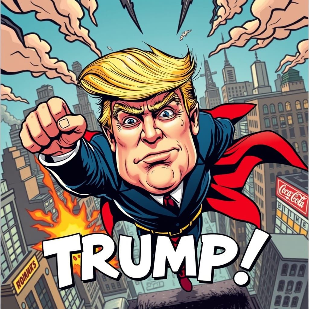 Donald Trump as Superhero in Vintage Comic Style