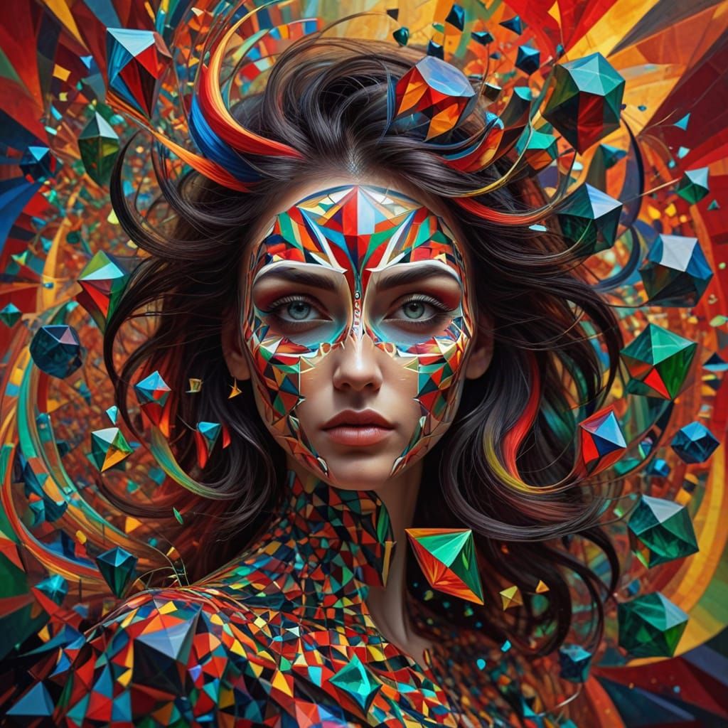 Ethereal Geometric Abstractions in Bold Prismatic Colors