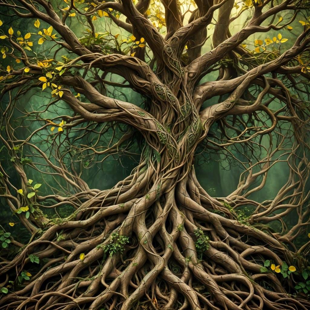 Celtic Tree of Life with Colorful Leaves