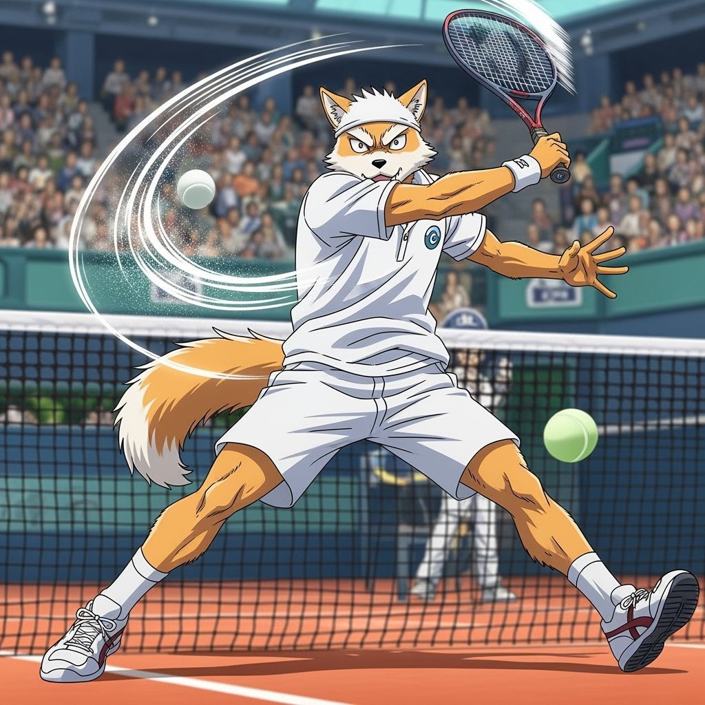 Anime Animals Play Tennis in Vibrant Style