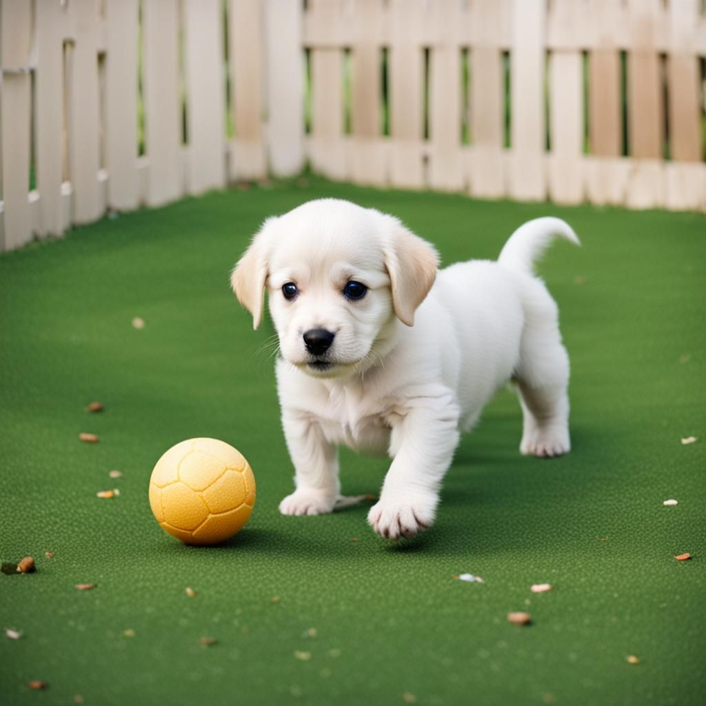 Cute Puppy Playing with a Ball