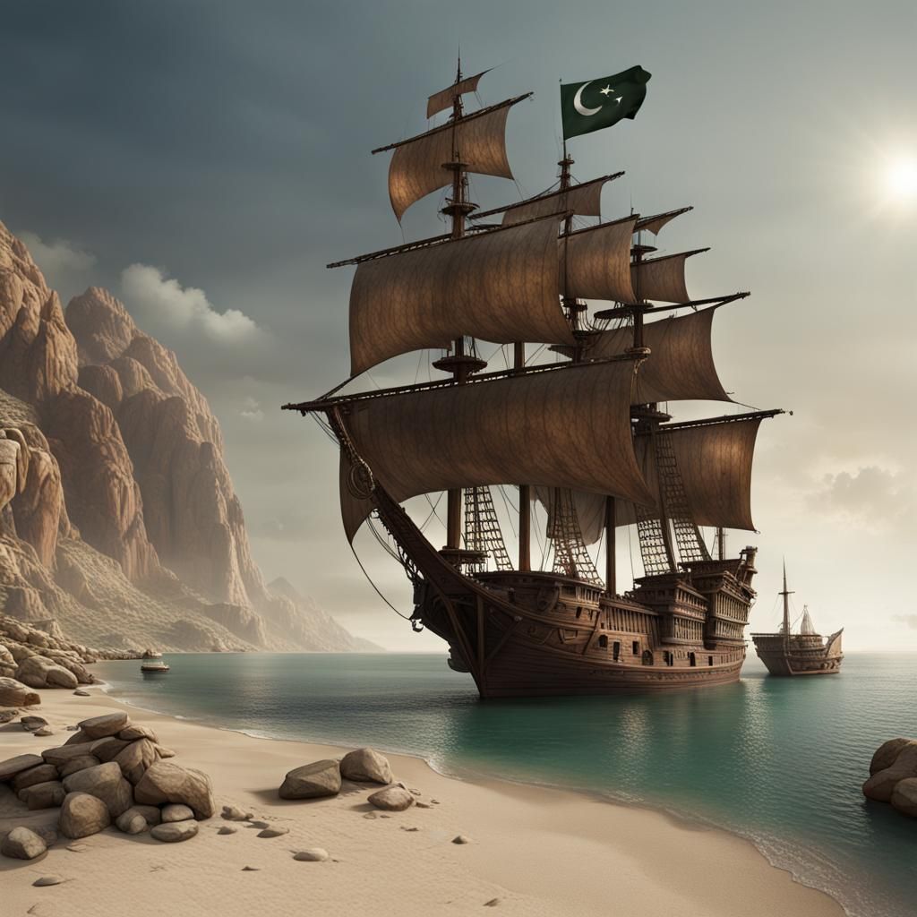 Pakistani Pirate Ship Matte Painting