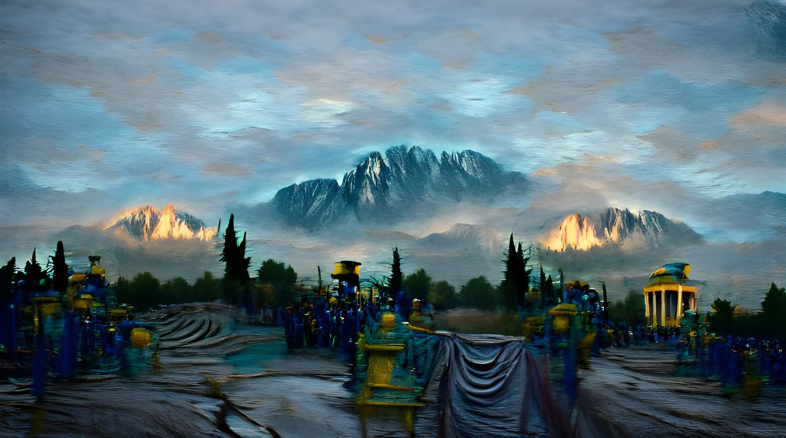 Mount Olympus: Van Gogh and Tim Burton Inspired Painting