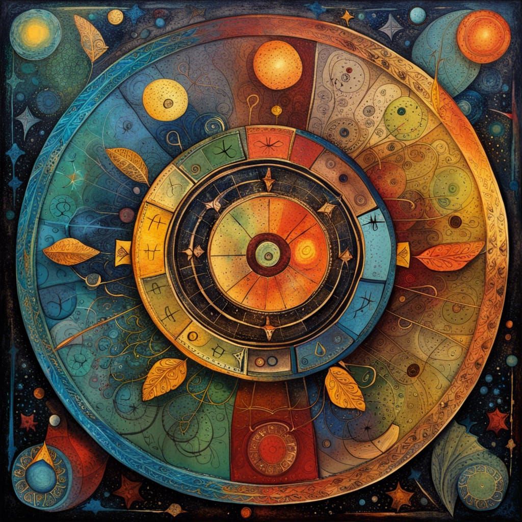 Abstract Zodiac Scale in Complementary Colors