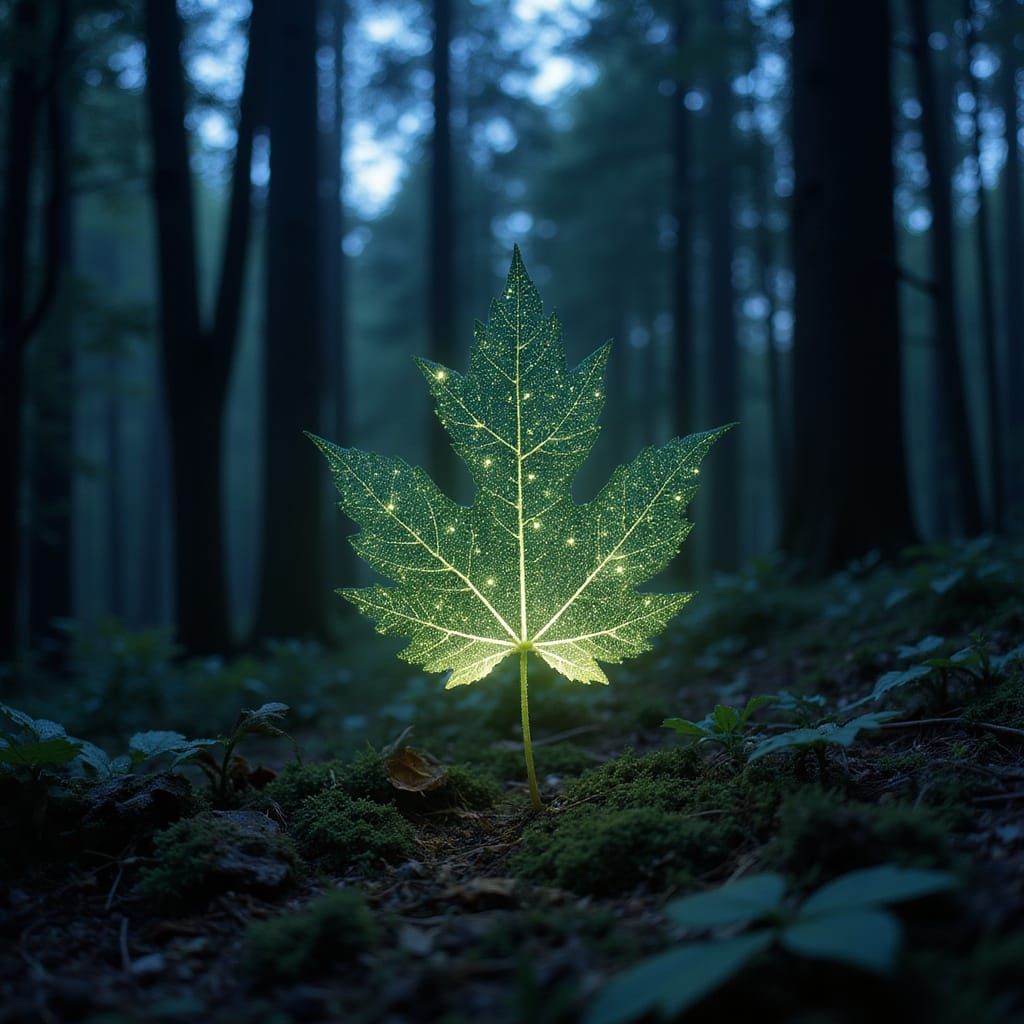 Starlight Leaf in Dark Forest, High Contrast