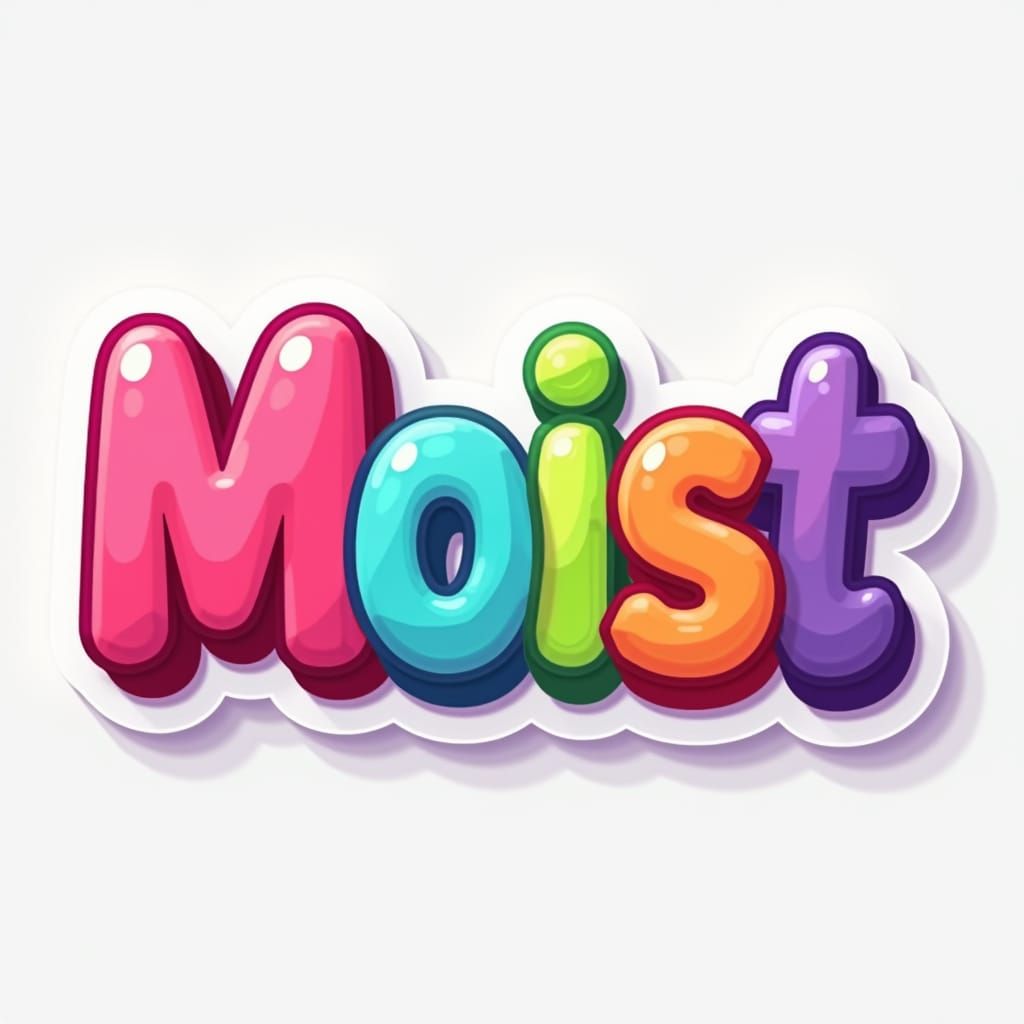 Rainbow "Moist" Twitch Emote in Cartoon Style