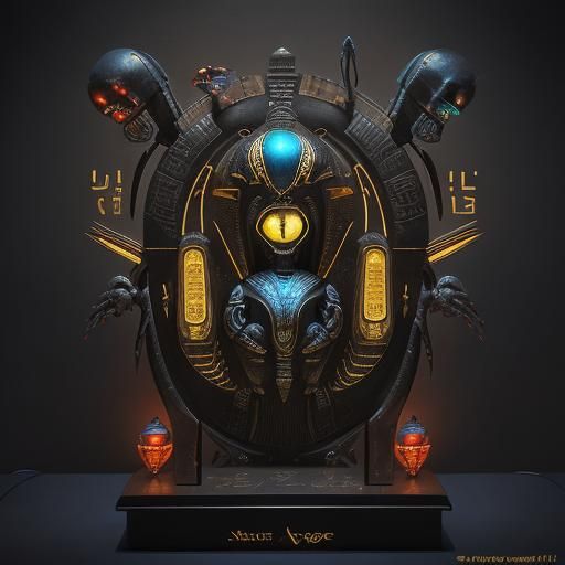Cyberpunk Scarab Beetle in Ancient Egypt Style