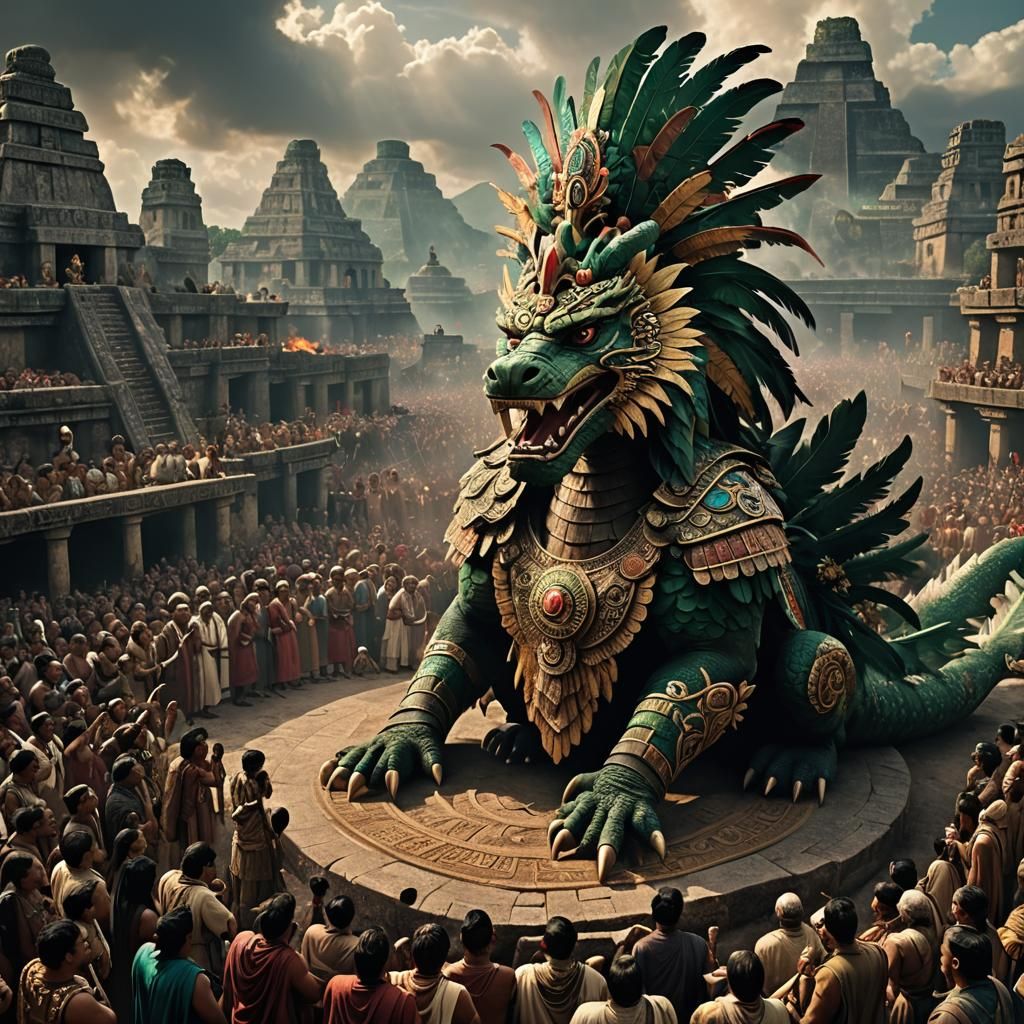 Quetzalcoatl Attends Mayan Ceremony: Digital Matte Painting