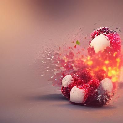 A raspberry grenade exploding artwork beautiful Unreal Engin...