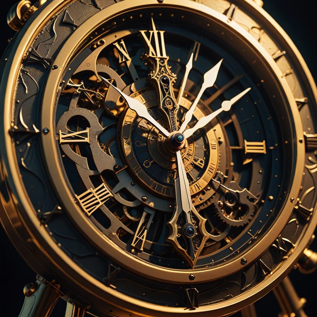 Surreal Time Sword in Dark Room, Dali Style