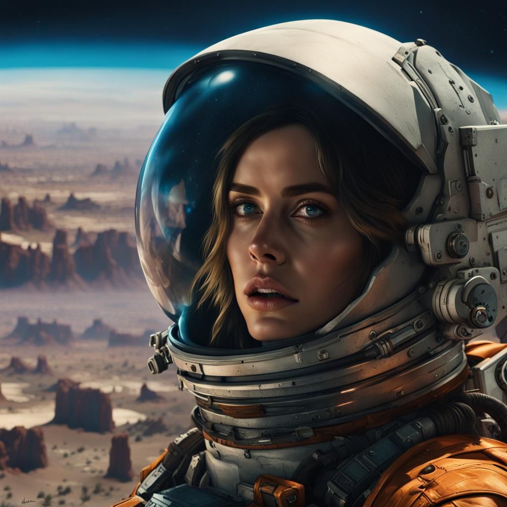 Ana de Armas in Astronaut Suit, Hyperrealistic Art