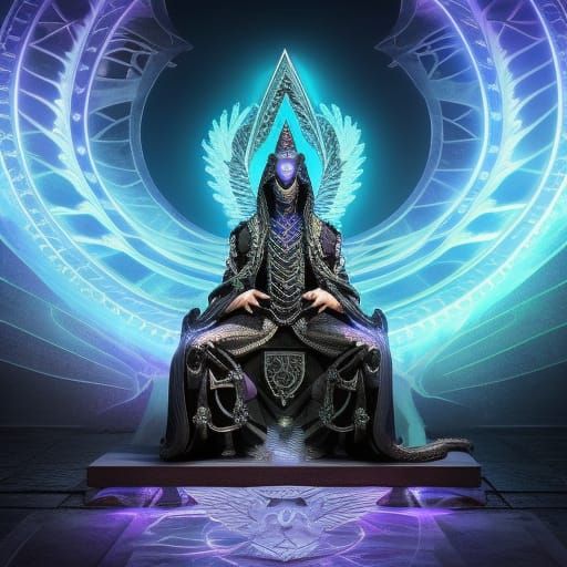 Dark Fantasy Sorcerer on Caduceus Throne