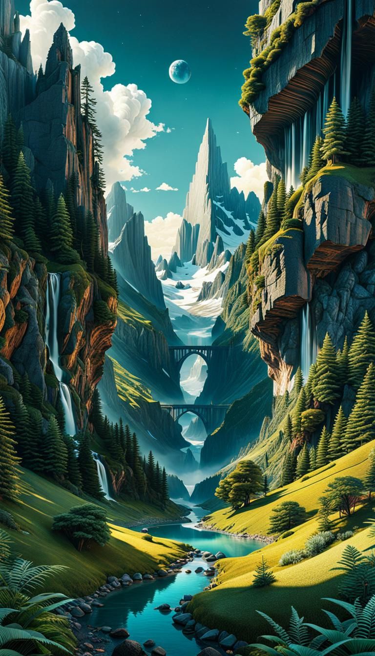 Surreal Landscape Collage in Hyperdetailed Photorealistic St...