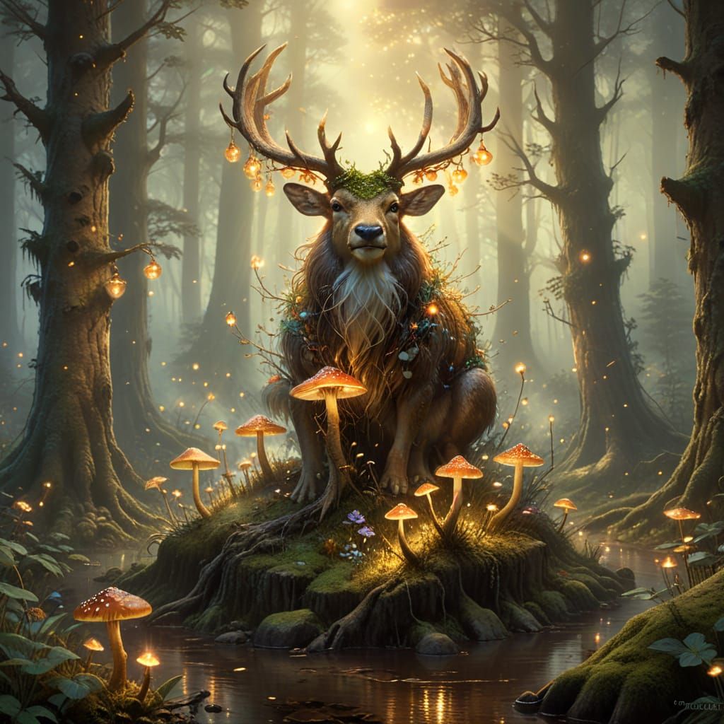 Whispering Cernunus in Golden Mist