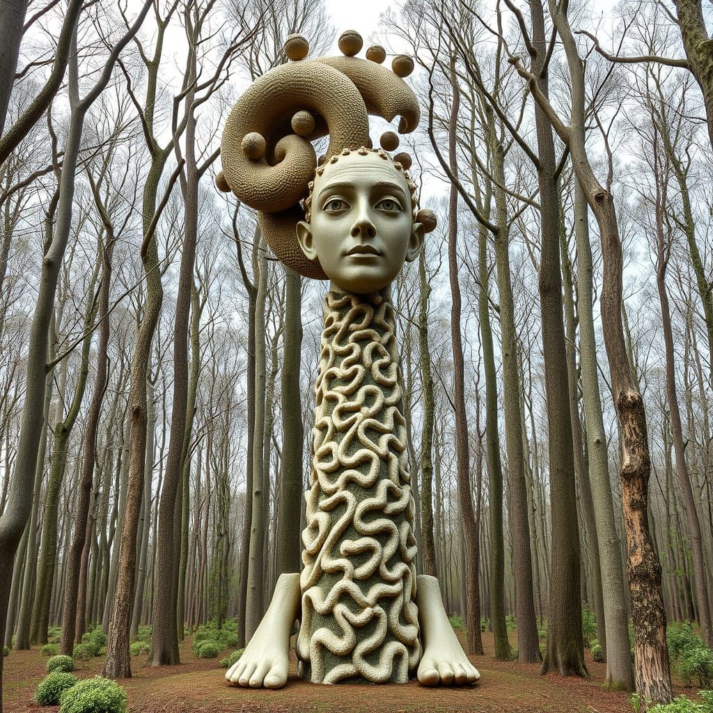 Enigmatic Forest Sculpture in Whimsical Nautilus Design
