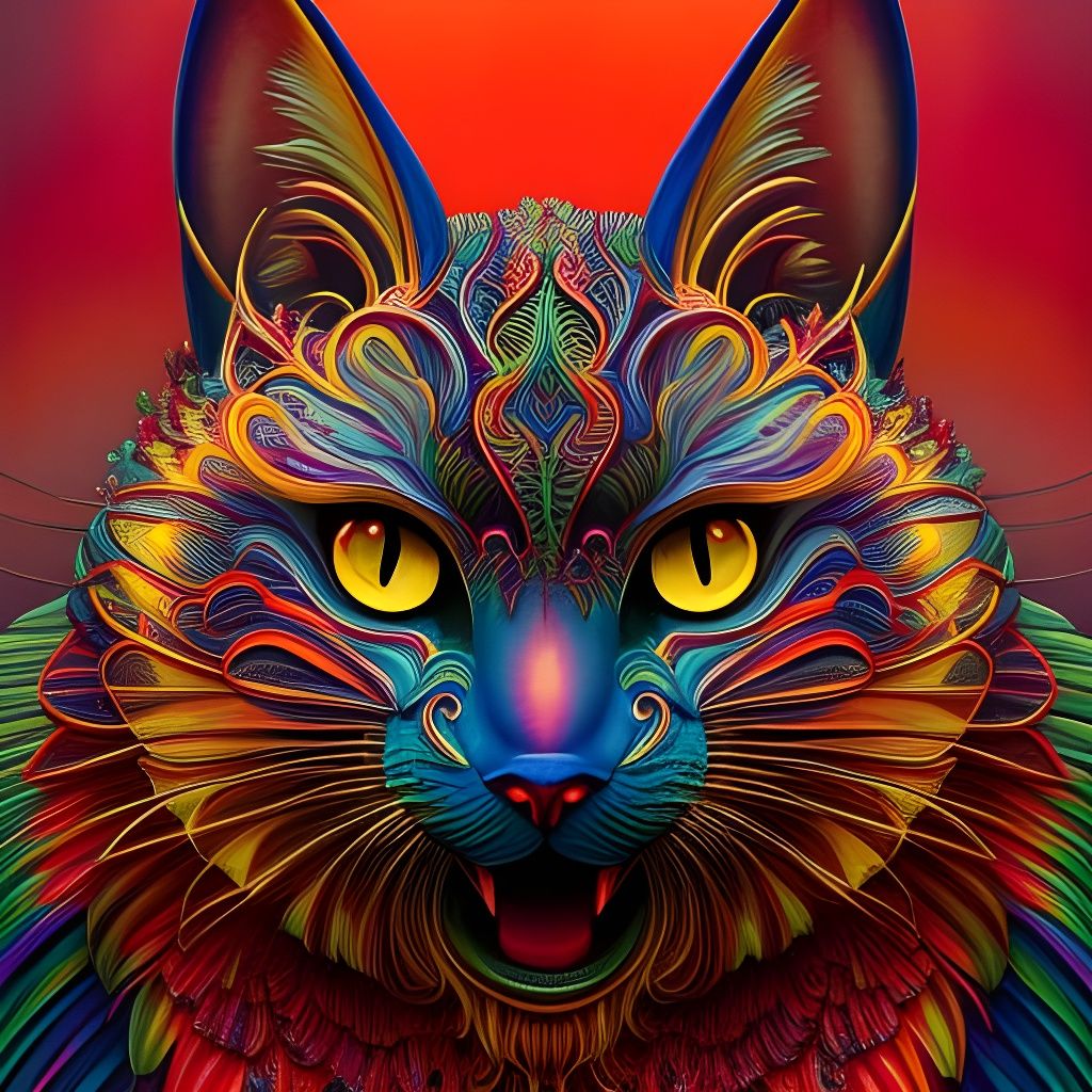 Intricate 3D Metal Wire Cat Illustration