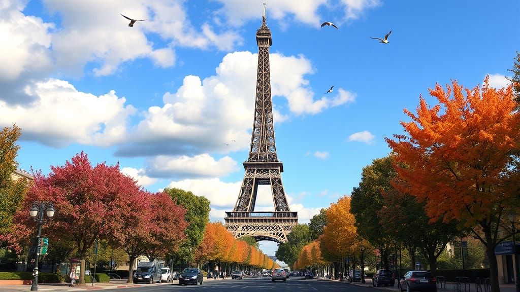 Vibrant Paris Cityscape with Eiffel Tower