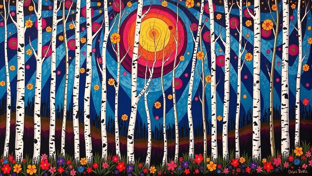 Arabesque Birch Trees Fantasy Artwork