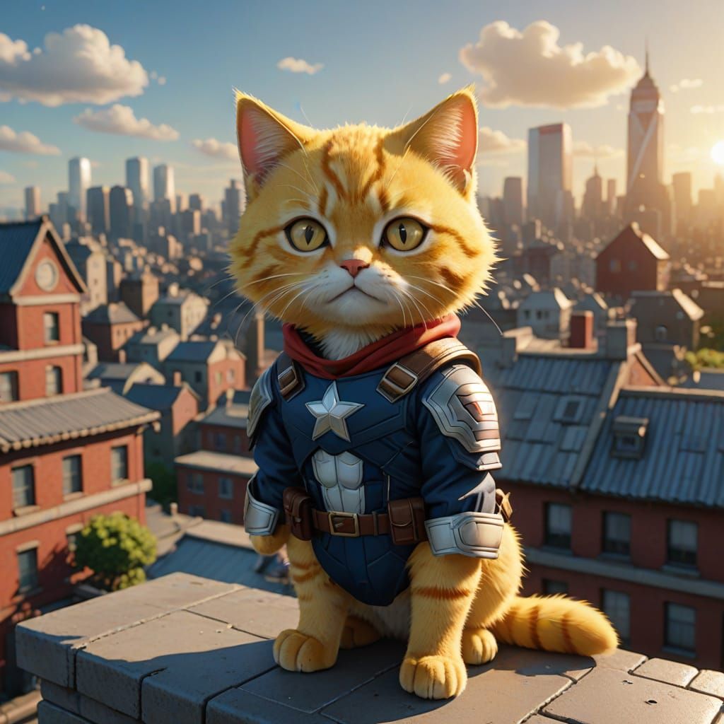 Captain Kitty in Vibrant 3D Anime Style
