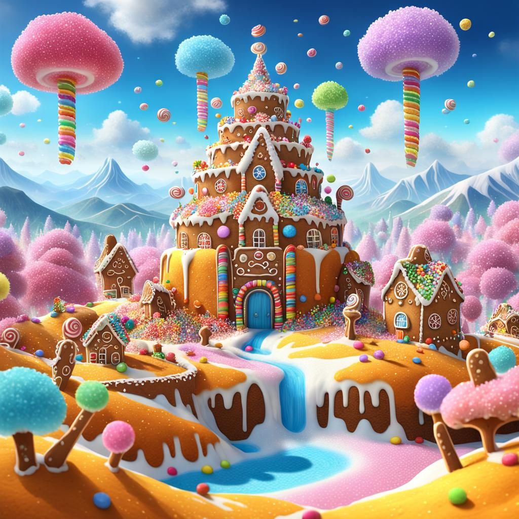 Sweet Mountain Dreamscape in Digital Art Style