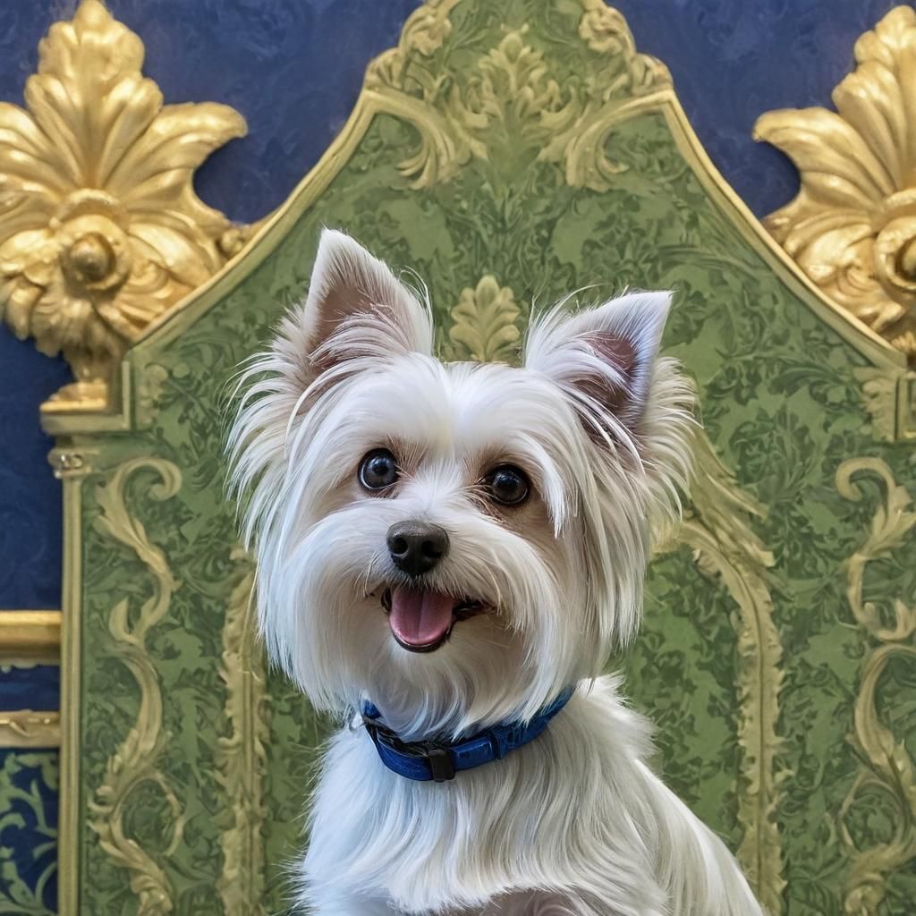 Regal Morkie Dog Portrait in Renaissance Style