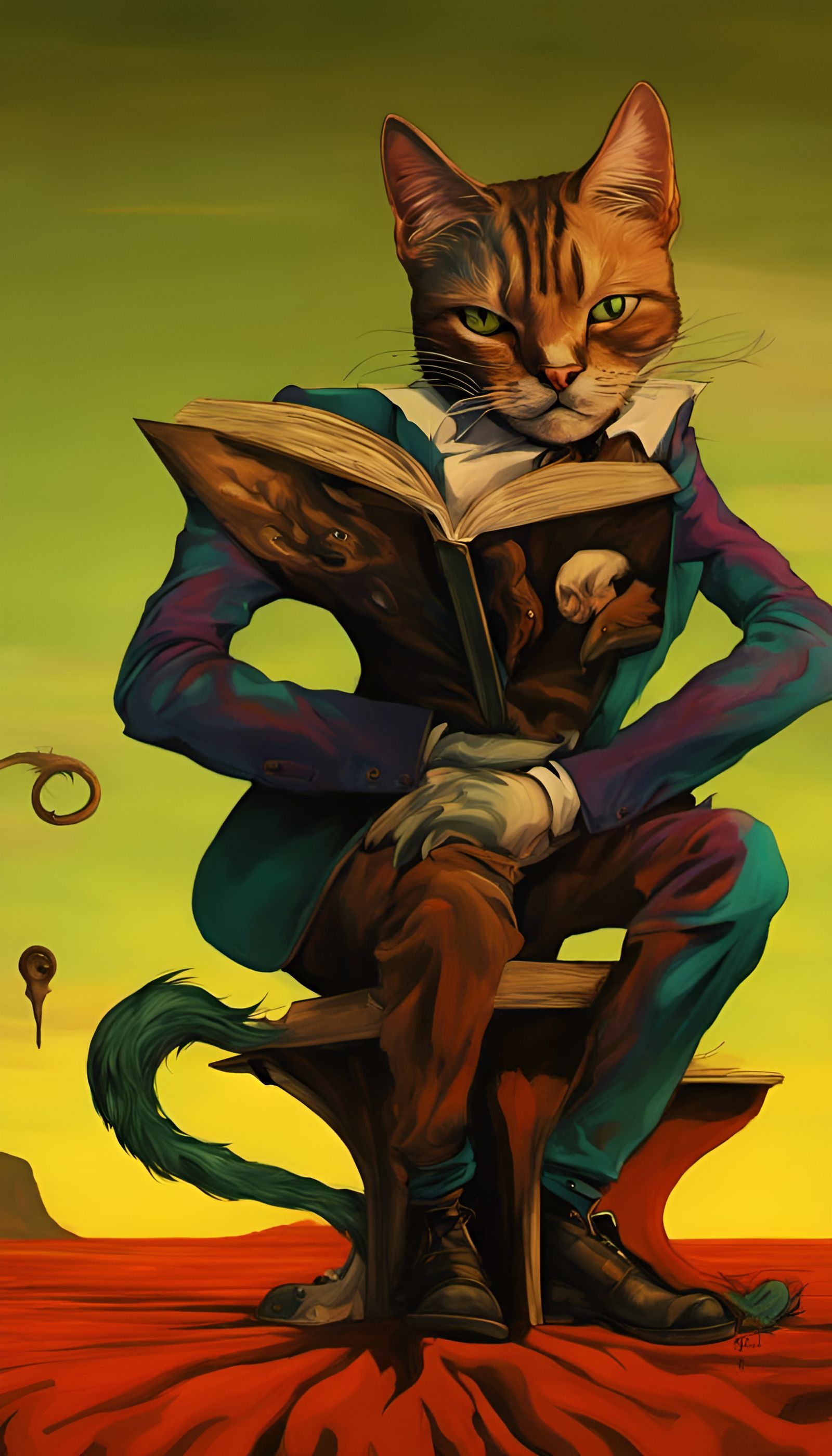 Surreal Sphynx Cat Portrait in Cartoon Style