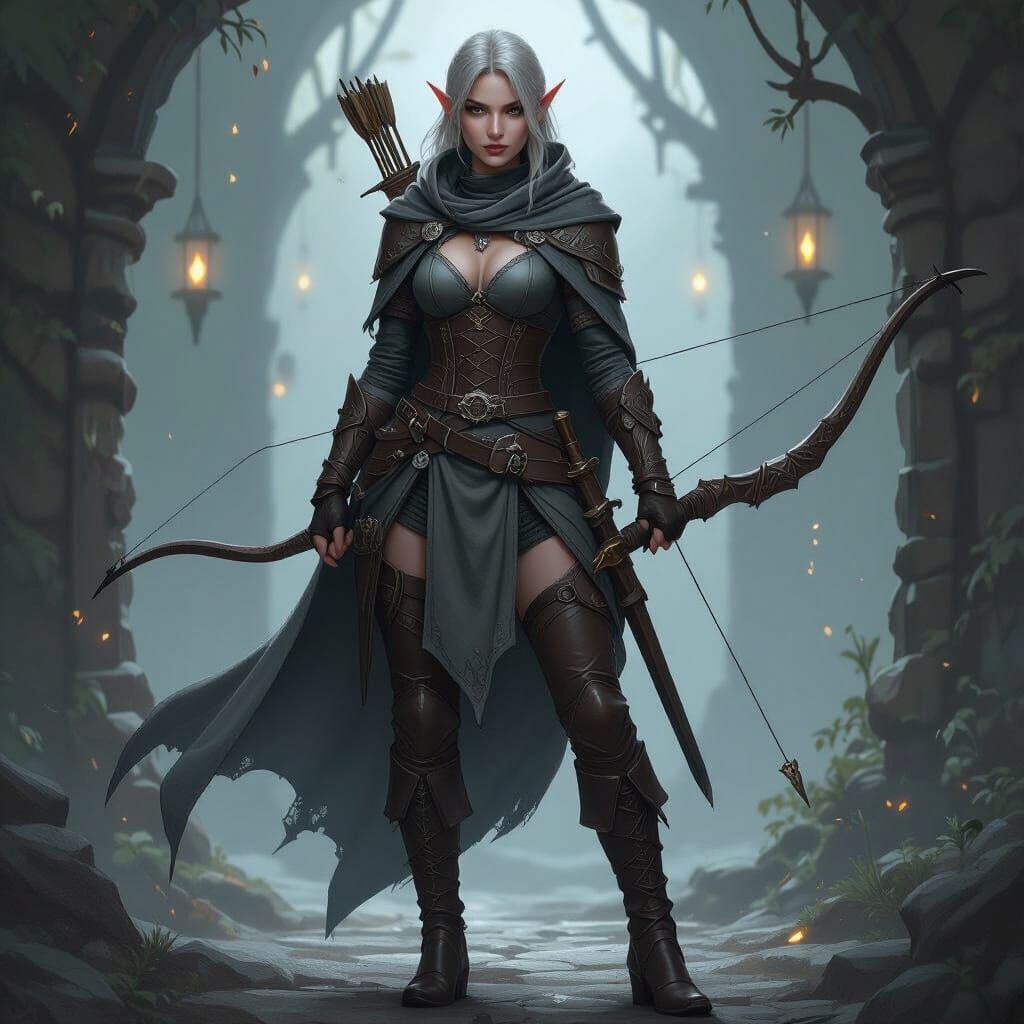 Elf Rogue in Dark Fantasy Style